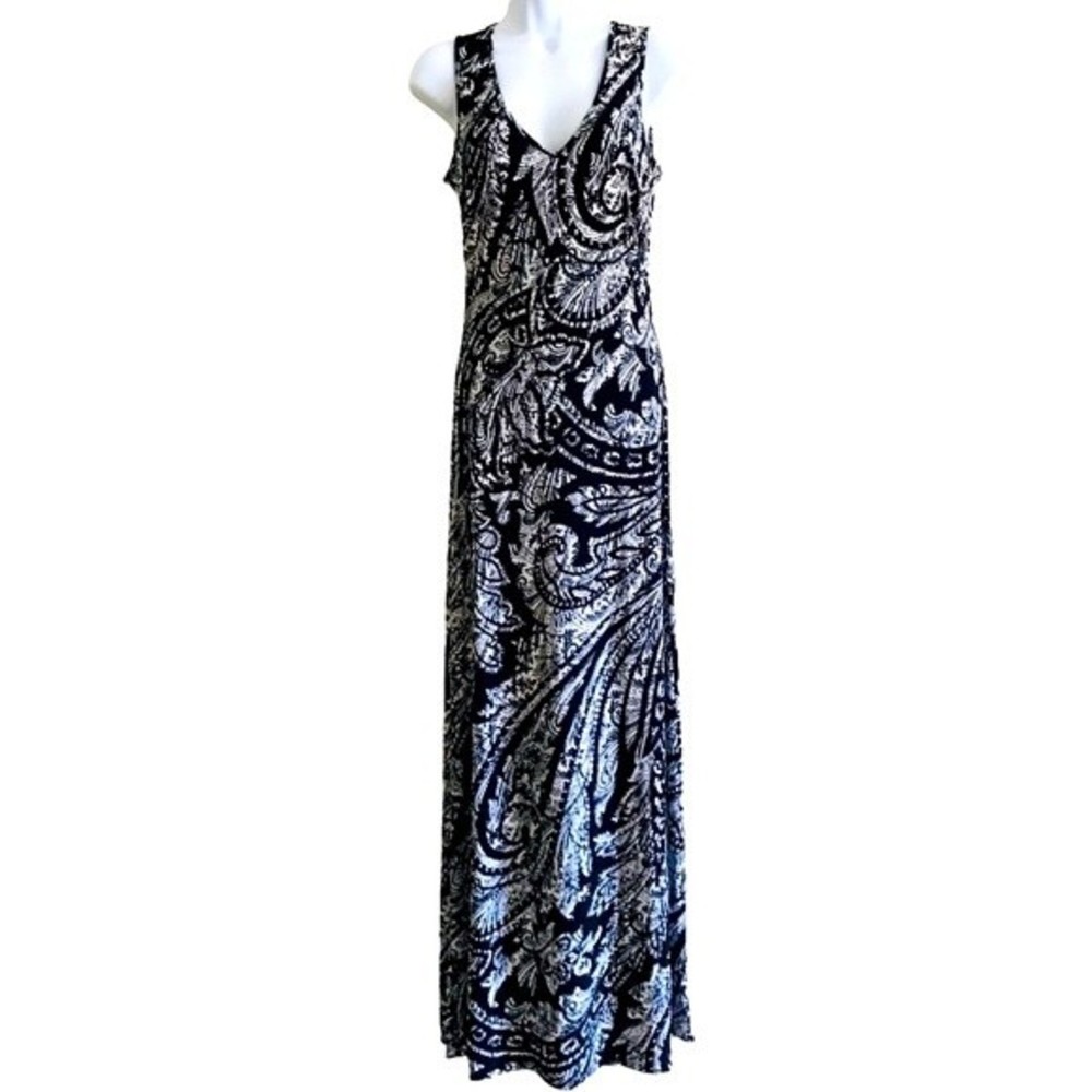 Cache Black and White Paisley Maxi Knit Dress